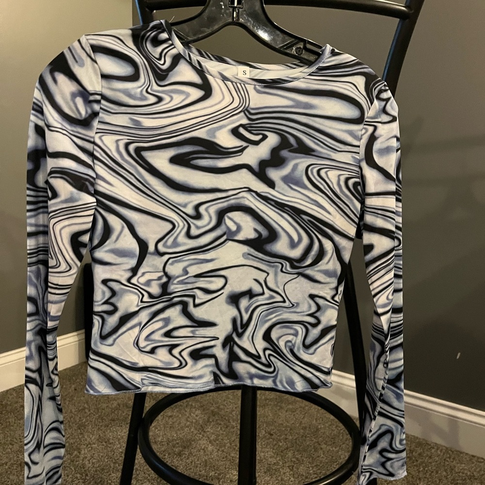 Shein blue marble long sleeve top size S